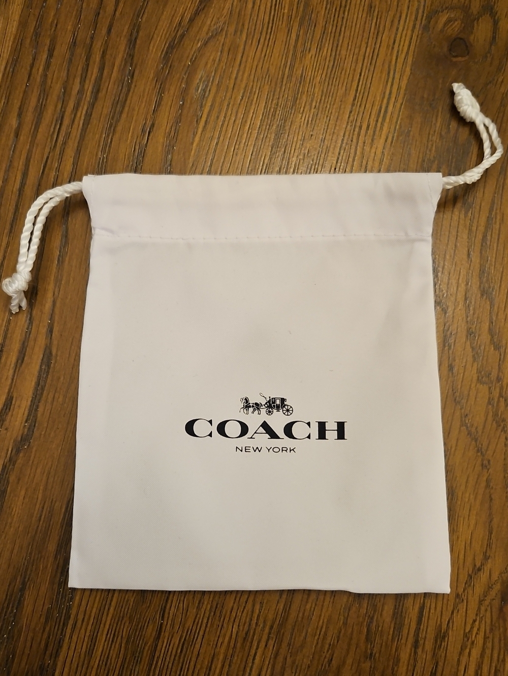 Coach White Drawstring Logo Pouch